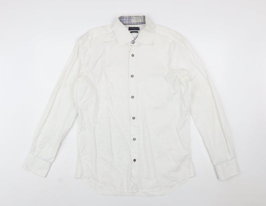 Tommy Hilfiger Men's White Slim Fit Long Sleeve Button-Up Shirt Size L