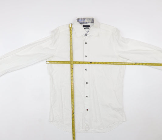 Tommy Hilfiger Men's White Slim Fit Long Sleeve Button-Up Shirt Size L