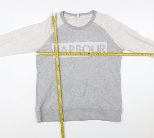Barbour Women Grey Colourblock Logo Sweatshirt UK 10 Cotton Blend