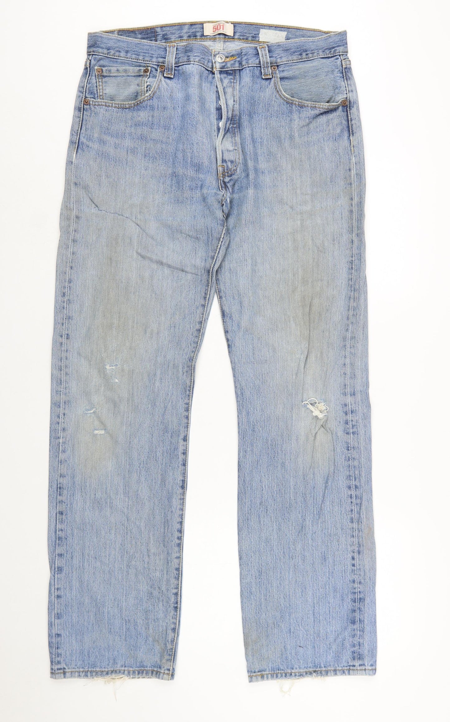 Levi's 501 Men's Blue Straight Leg Distressed Jeans W36 L34