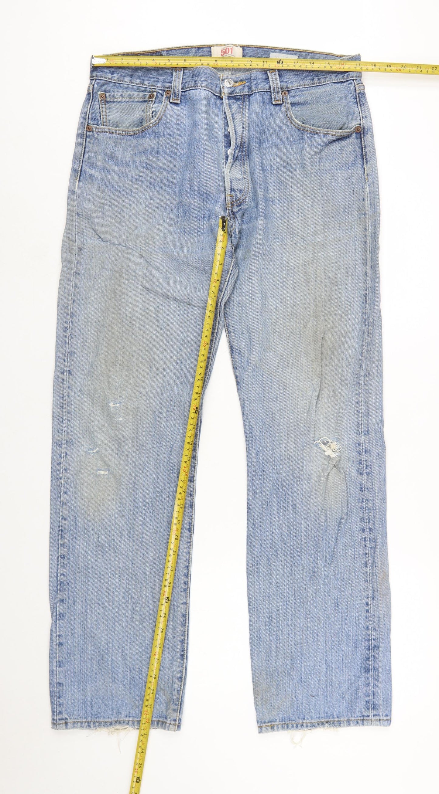 Levi's 501 Men's Blue Straight Leg Distressed Jeans W36 L34