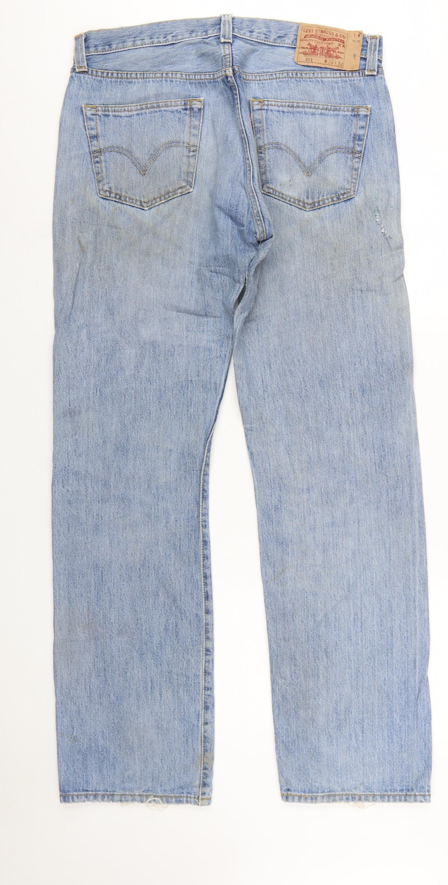 Levi's 501 Men's Blue Straight Leg Distressed Jeans W36 L34