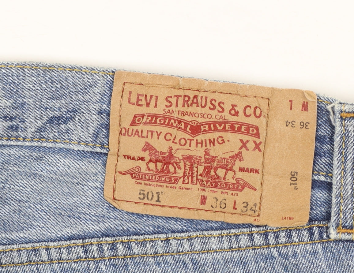 Levi's 501 Men's Blue Straight Leg Distressed Jeans W36 L34