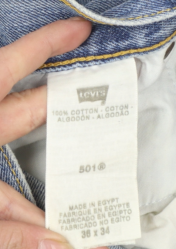 Levi's 501 Men's Blue Straight Leg Distressed Jeans W36 L34