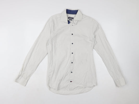Tommy Hilfiger Men's White Slim Fit Polka Dot Button-Up Shirt Size 15