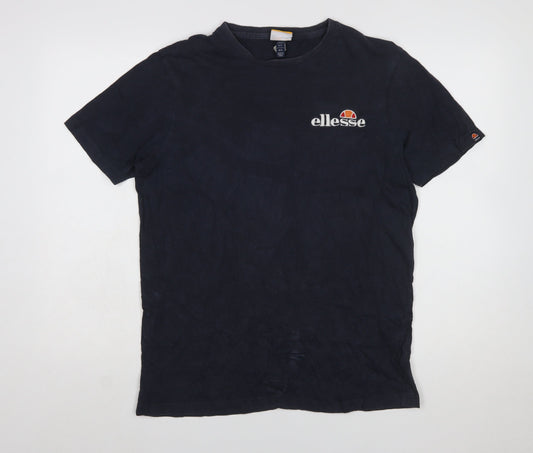 Ellesse Men's Blue Regular Fit Cotton Crew Neck Logo T-Shirt L