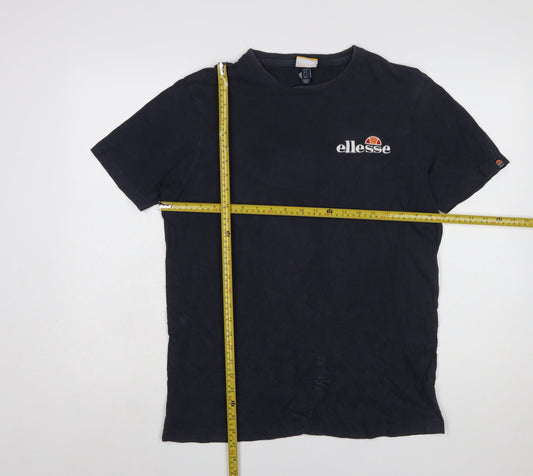 Ellesse Men's Blue Regular Fit Cotton Crew Neck Logo T-Shirt L
