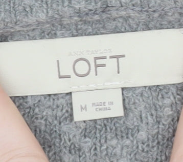 Ann Taylor Loft Women's Grey Navy Striped Wool Blend Jumper M