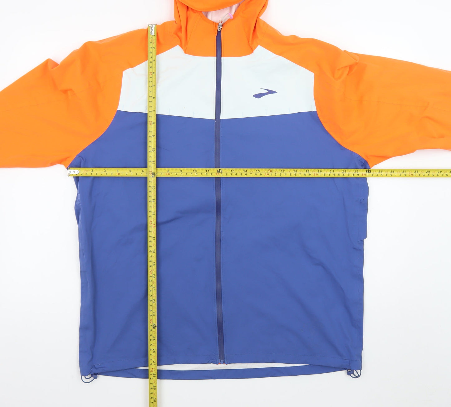 Brooks Men's Orange Blue XL Windbreaker Hooded Running Jacket