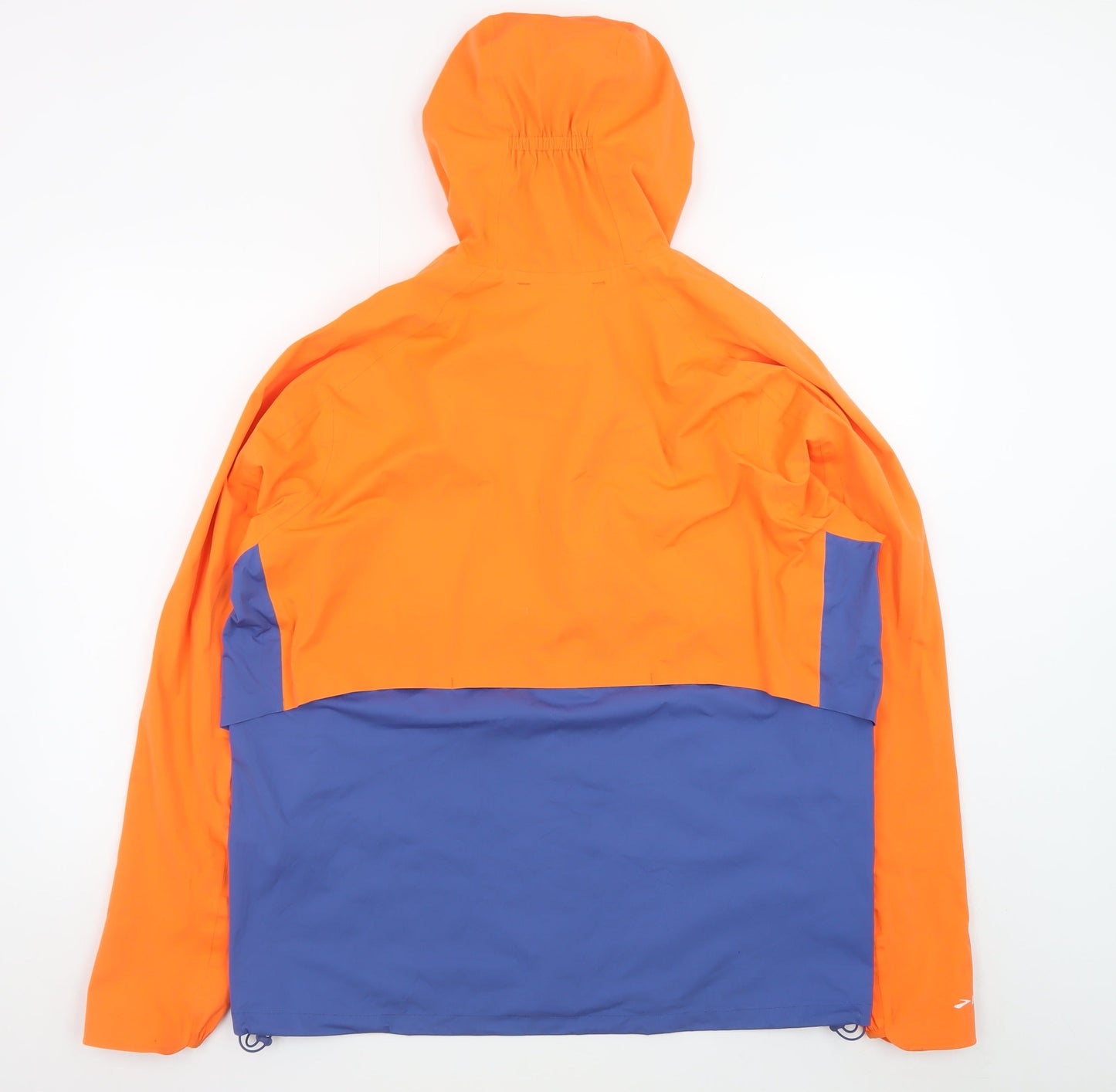 Brooks Men's Orange Blue XL Windbreaker Hooded Running Jacket
