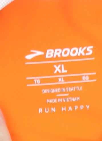 Brooks Men's Orange Blue XL Windbreaker Hooded Running Jacket