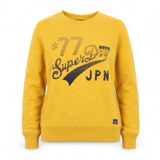 Superdry Women Yellow Crew Neck Pullover Sweatshirt UK 8