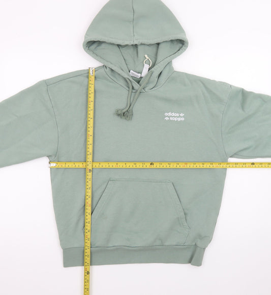 Adidas Women's Green Hoodie Size XS Pullover Cotton Blend