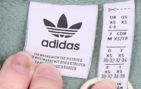 Adidas Women's Green Hoodie Size XS Pullover Cotton Blend