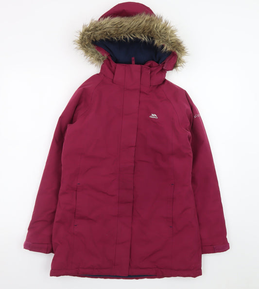 Trespass Girls Red Waterproof Hooded Parka Coat Age 11-12 Years
