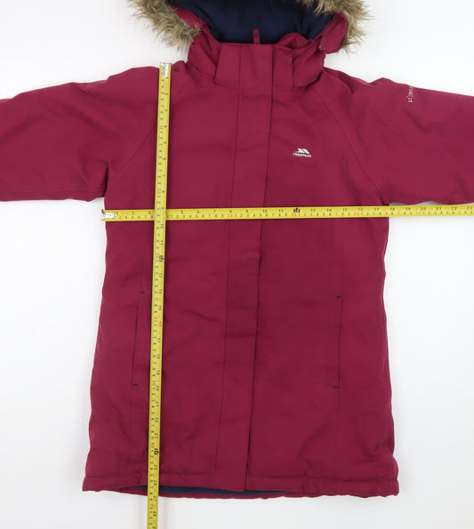 Trespass Girls Red Waterproof Hooded Parka Coat Age 11-12 Years