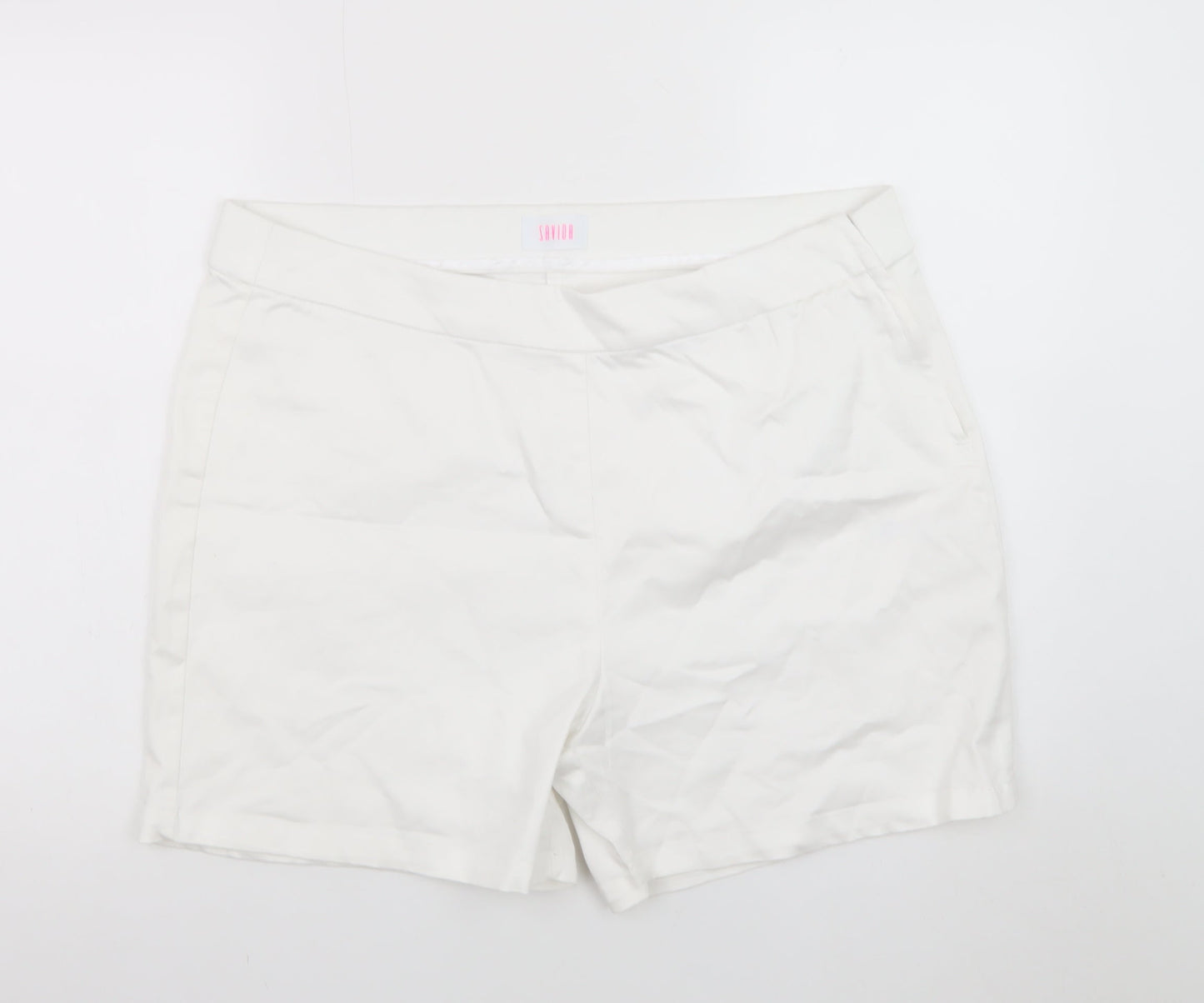 Savida Women White Chino Shorts Size 18 Cotton Blend