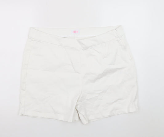 Savida Women White Chino Shorts Size 18 Cotton Blend
