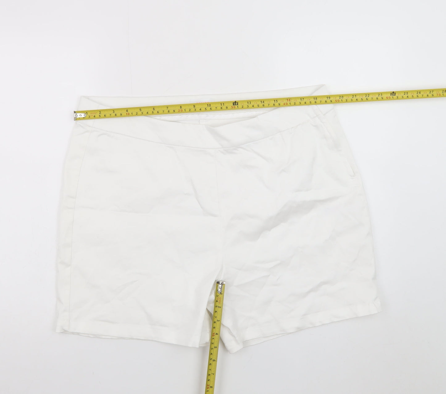 Savida Women White Chino Shorts Size 18 Cotton Blend