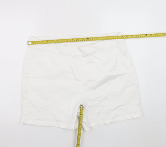 Savida Women White Chino Shorts Size 18 Cotton Blend