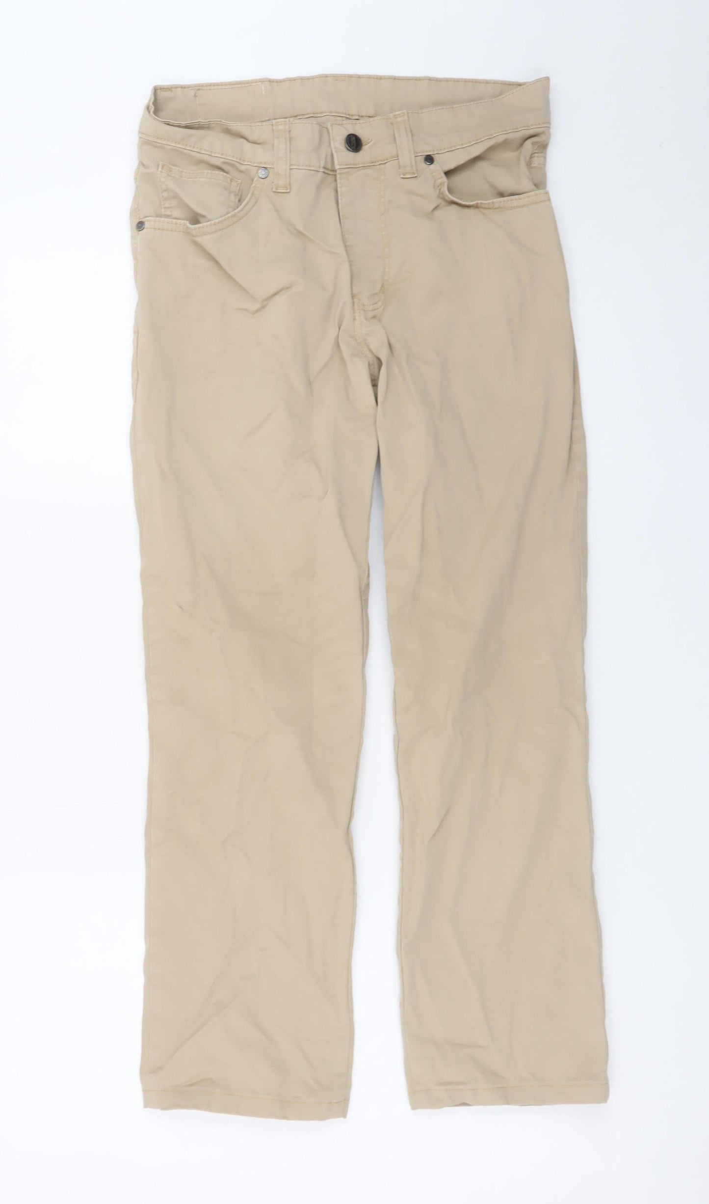 CRZ Men Beige Chino Trousers Size 38 Cotton Blend Straight Fit