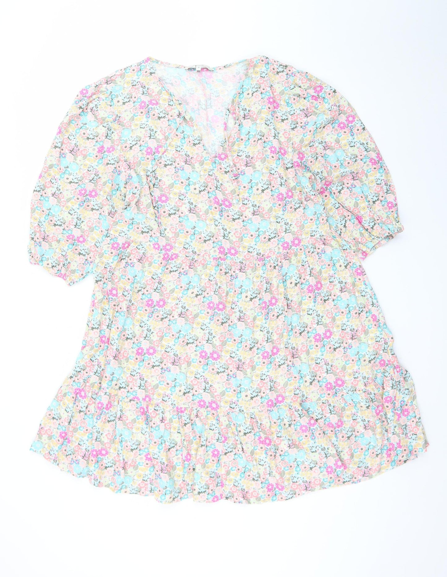 Next Women’s Multicoloured Floral A-Line Dress Size 12