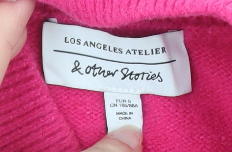 & Other Stories Women Pink Mock Neck Wool Blend Pullover Jumper S