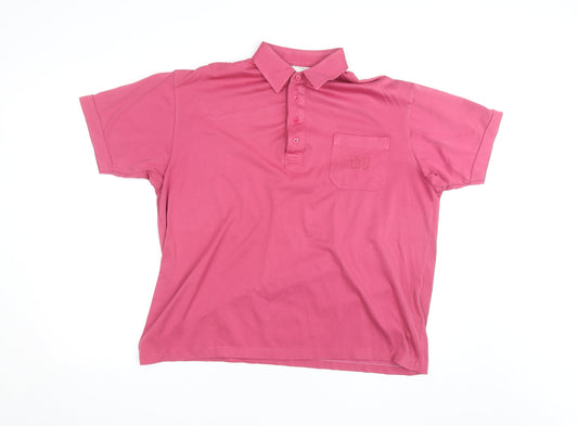 St. Bernard Men’s Pink Cotton Blend Short Sleeve Polo Shirt XL