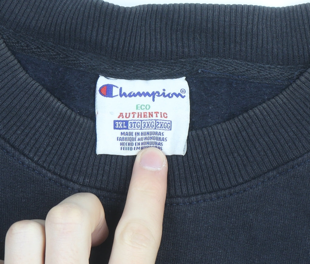 Champion Men's Black 3XL Pullover Crew Neck Fleece Sweatshirt