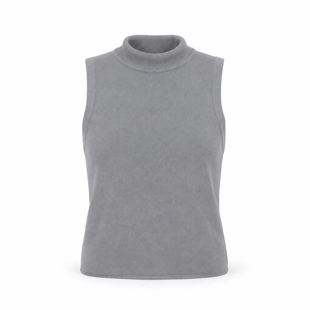 Zara Women Grey Sleeveless Mock Neck Knit Tank Top S
