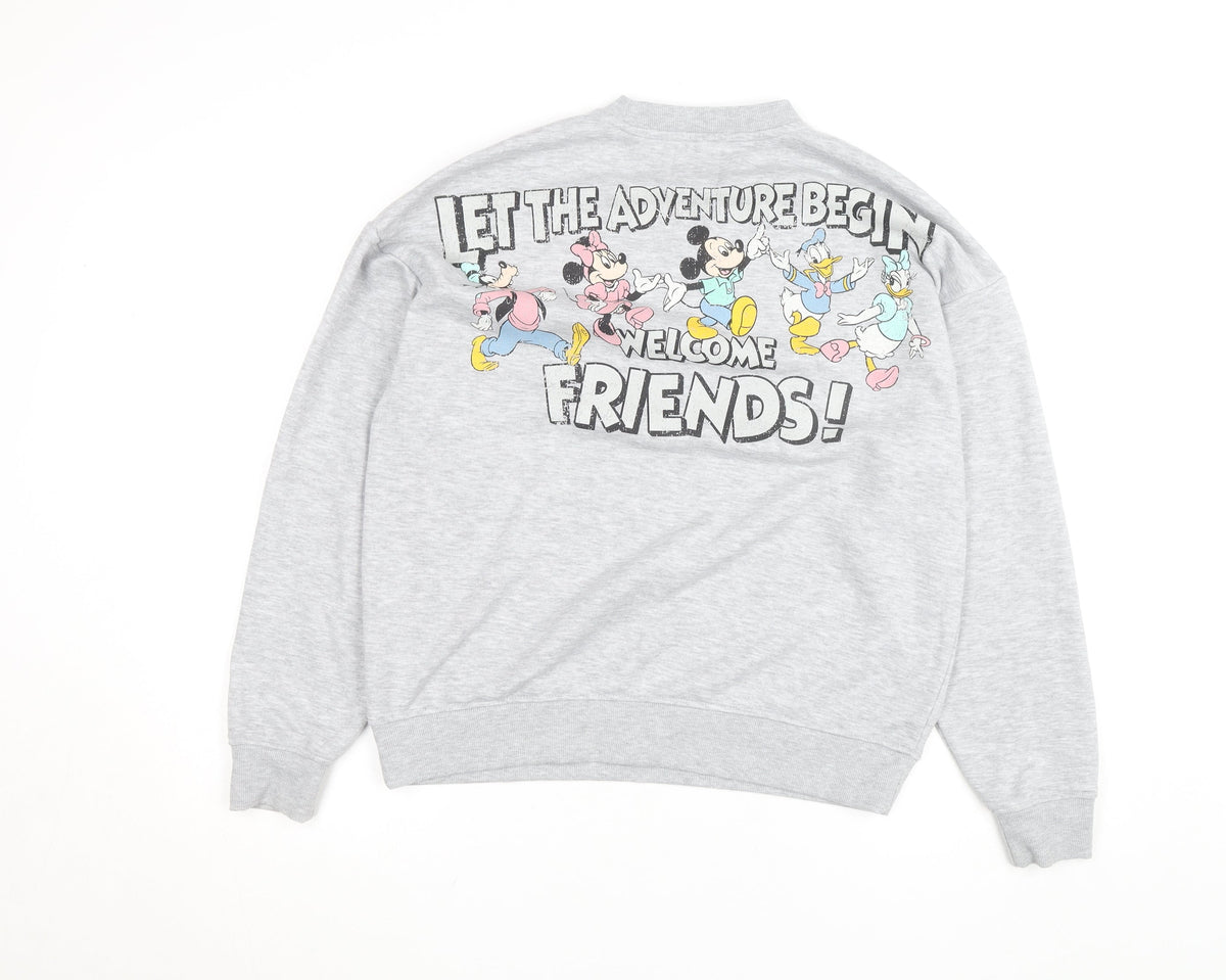 Disney Mickey & Friends Grey Sweatshirt Women 2XS Pullover Crew Neck