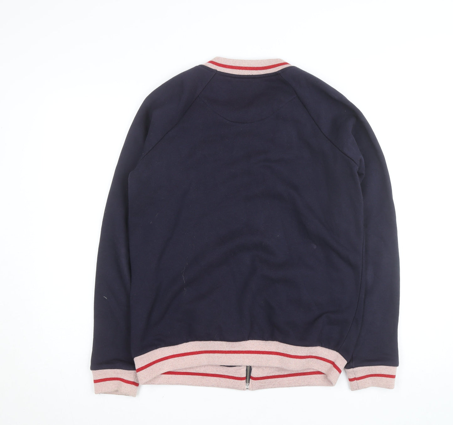Boden Women Blue Varsity Jacket UK 12 Cotton Full Zip Casual