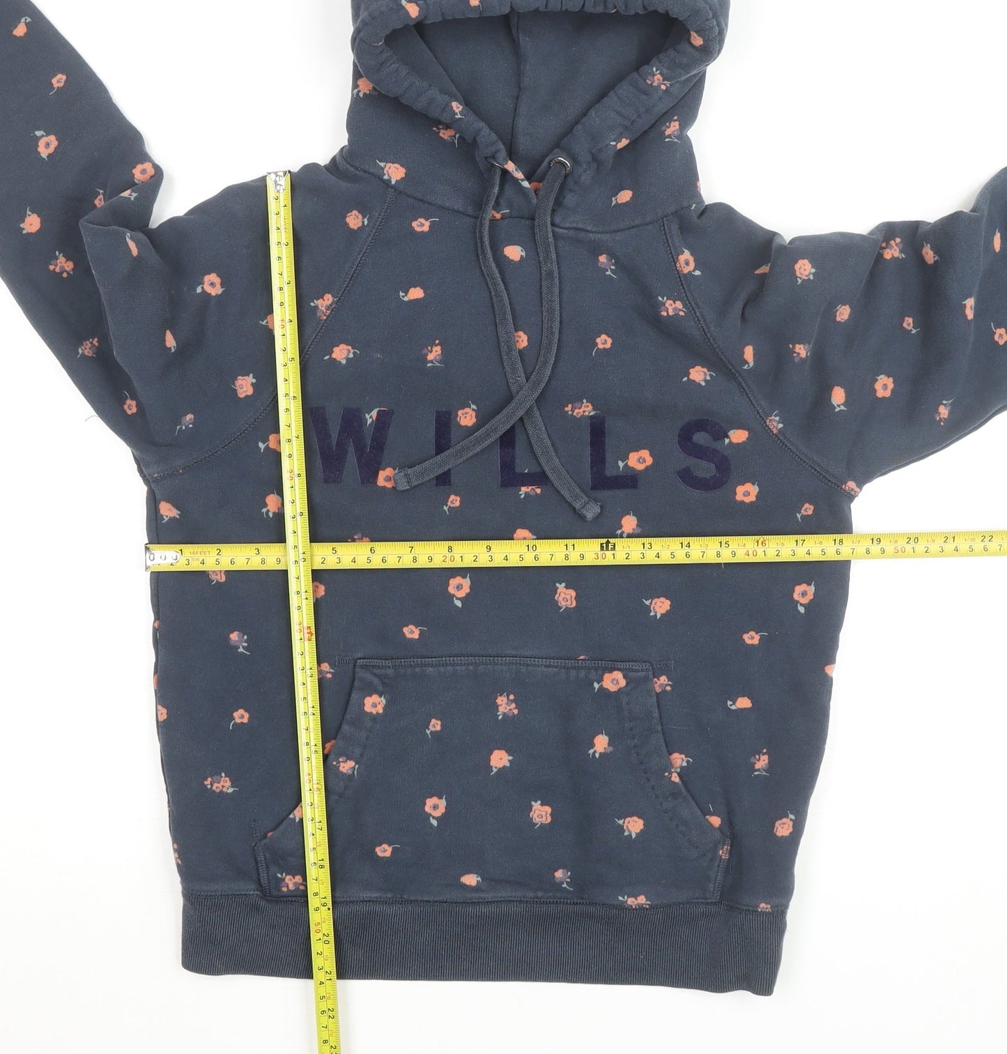Jack Wills Women Blue Floral Pullover Hoodie UK 6