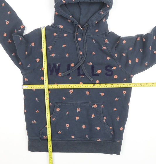 Jack Wills Women Blue Floral Pullover Hoodie UK 6