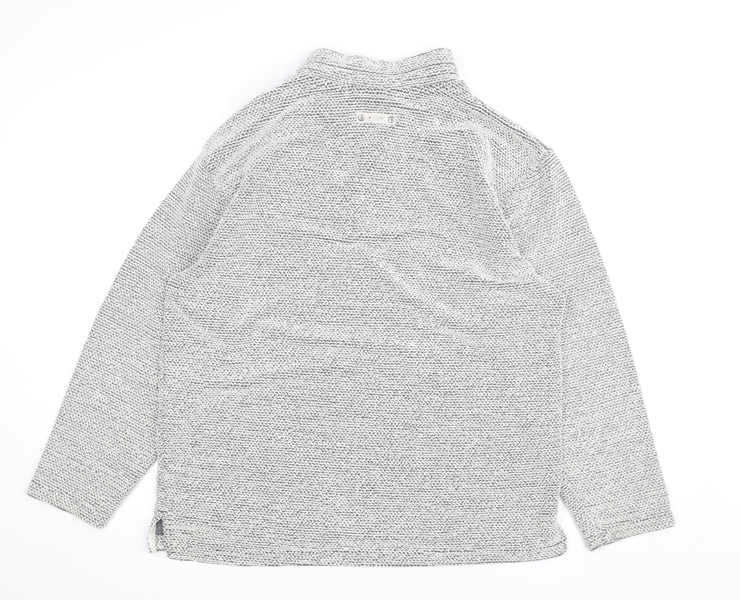 Weird Fish Men’s Grey 1/4 Zip Chunky Knit Jumper Size L