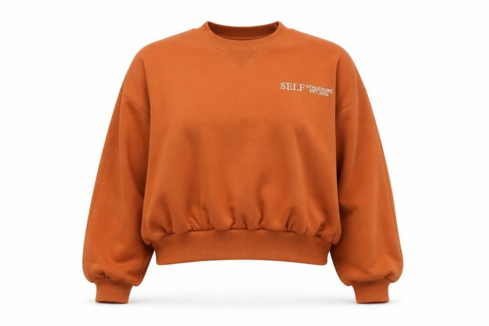 Self Women’s Brown Oversized Crew Neck Sweatshirt XL Cotton