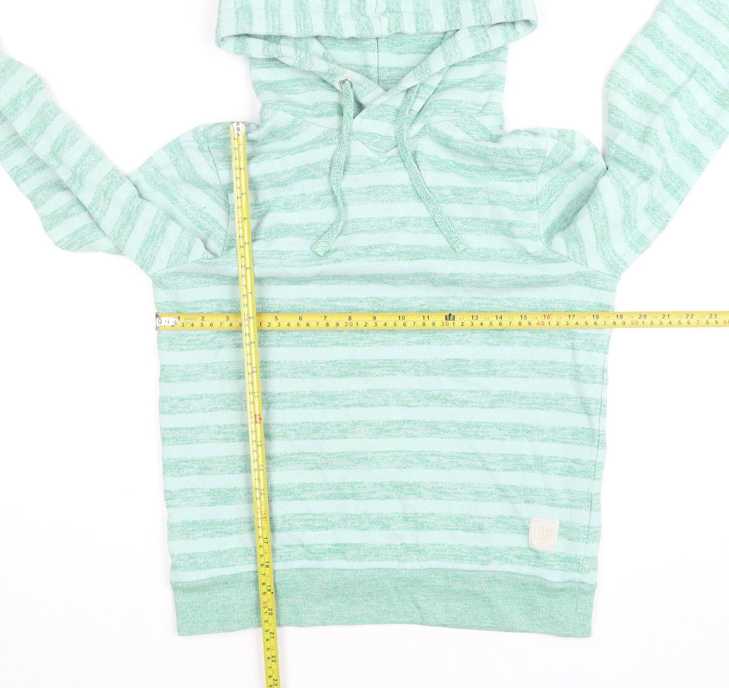 Scotch & Soda Women's Green Striped Hooded Pullover Jumper Size M