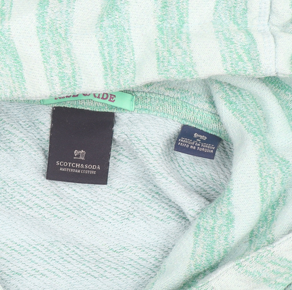 Scotch & Soda Women's Green Striped Hooded Pullover Jumper Size M