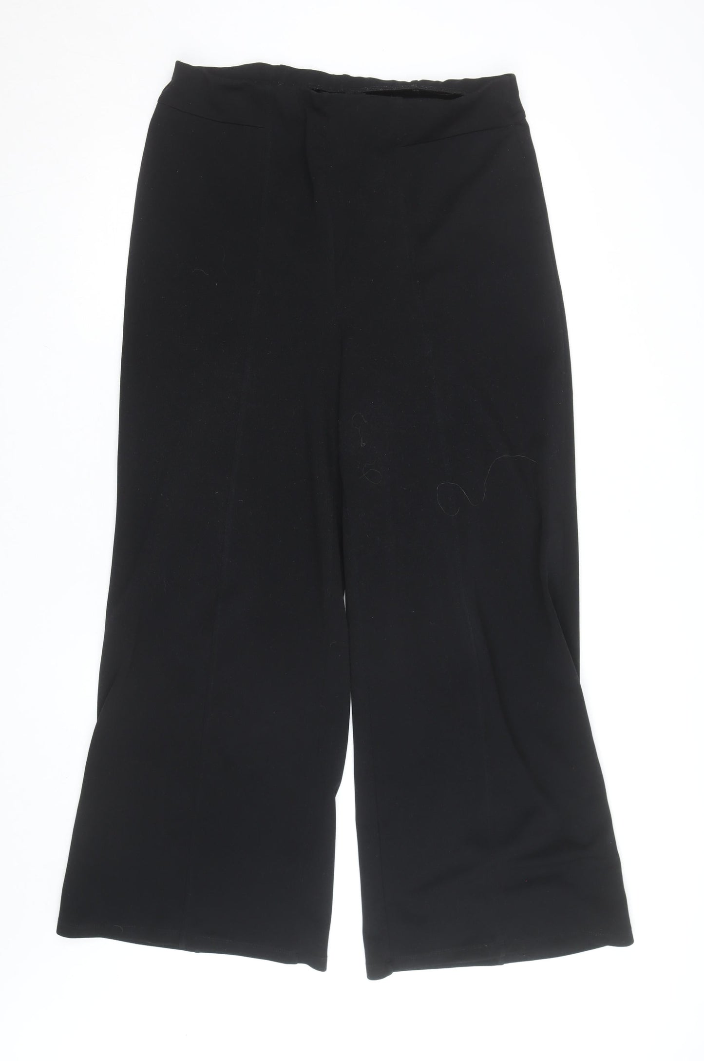 River Island Women Black Size 16 Wide-Leg Stretch Trousers