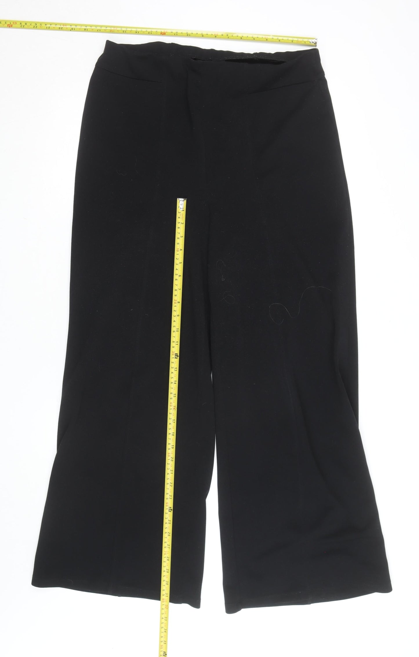 River Island Women Black Size 16 Wide-Leg Stretch Trousers