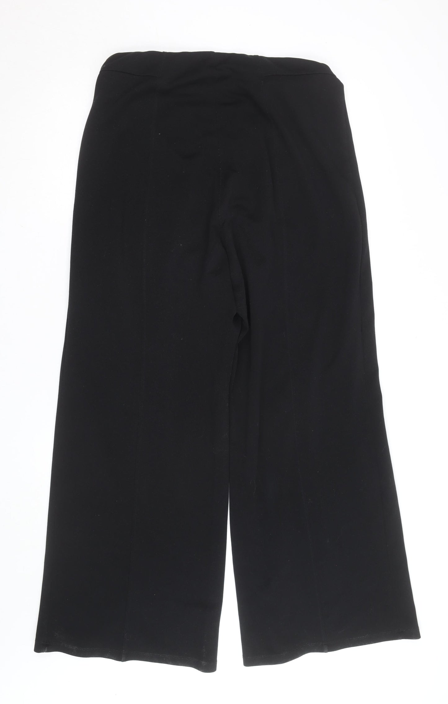 River Island Women Black Size 16 Wide-Leg Stretch Trousers