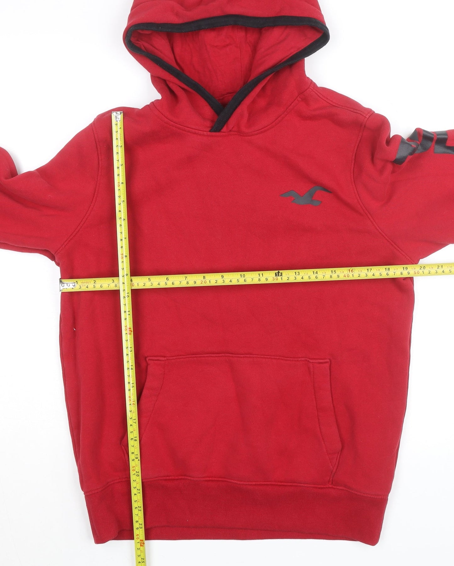 Hollister Women's Red Pullover Hoodie Medium Logo Print Casual