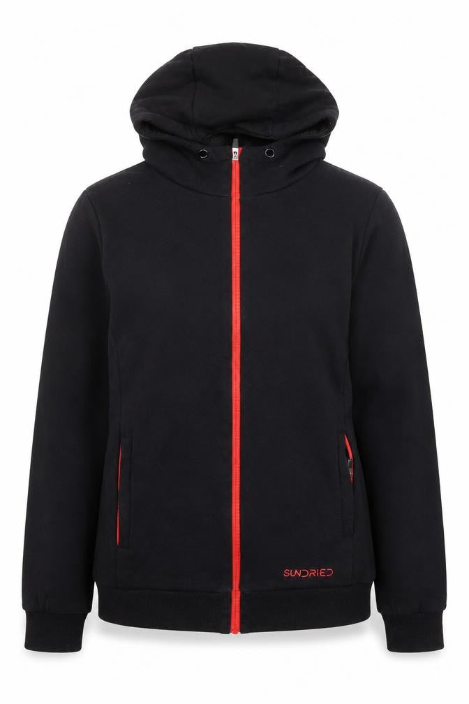 Sundried Womens Black Full Zip Hoodie M Cotton Blend Sportswear