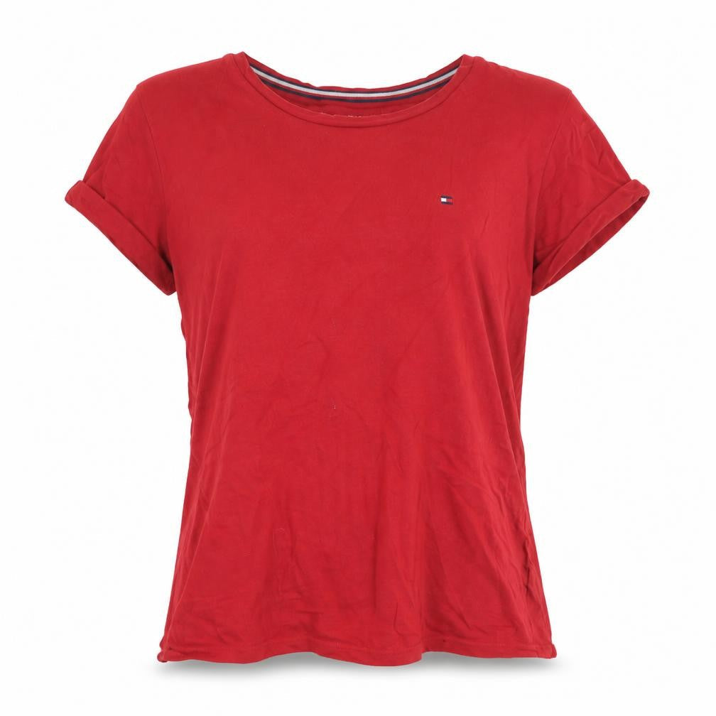 Tommy Hilfiger Women Red Cotton Basic T-Shirt L