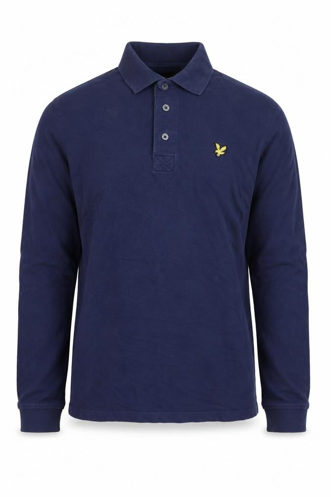 Lyle & Scott Mens Blue Long Sleeve Polo Shirt Size M