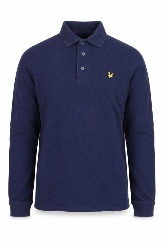 Lyle & Scott Mens Blue Long Sleeve Polo Shirt Size M