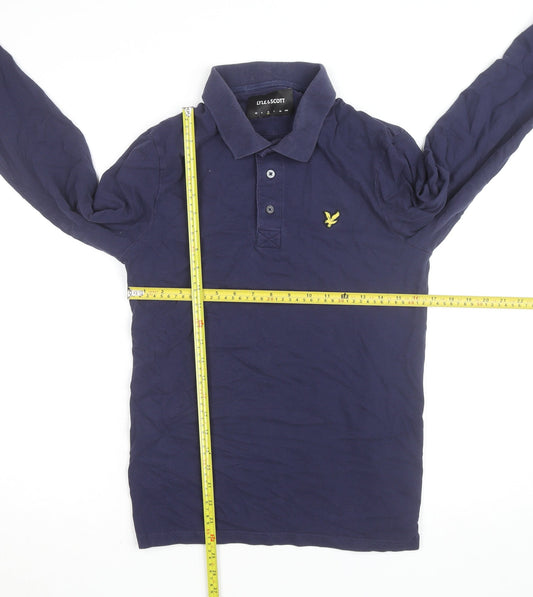 Lyle & Scott Mens Blue Long Sleeve Polo Shirt Size M