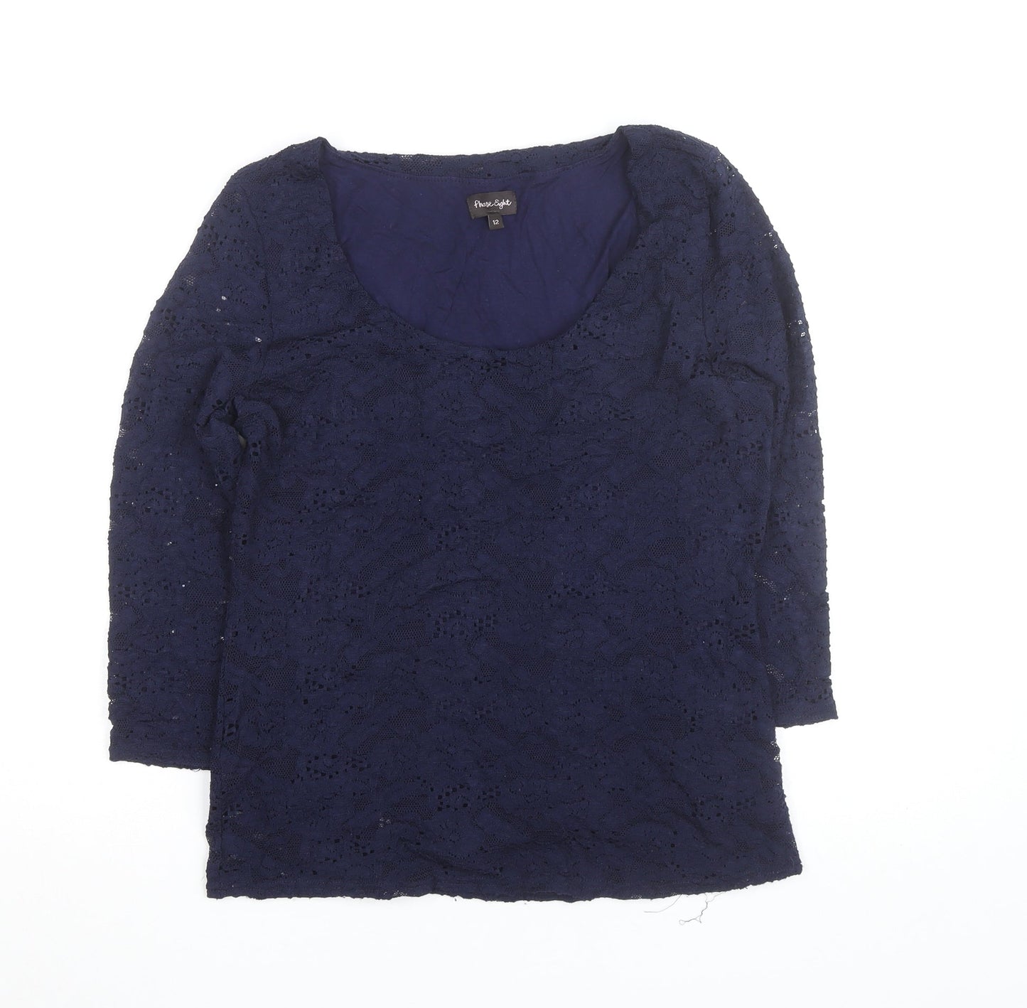Phase Eight Women's Blue Lace 3/4 Sleeve Blouse Size 12
