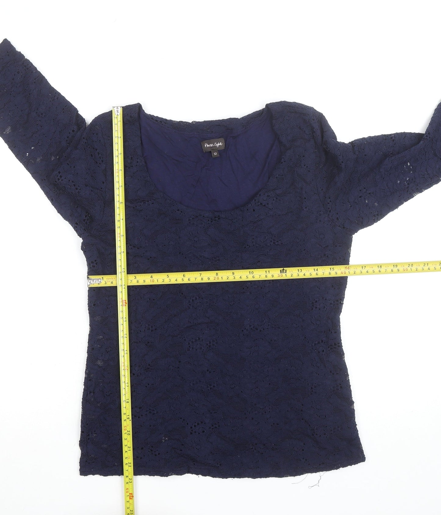 Phase Eight Women's Blue Lace 3/4 Sleeve Blouse Size 12