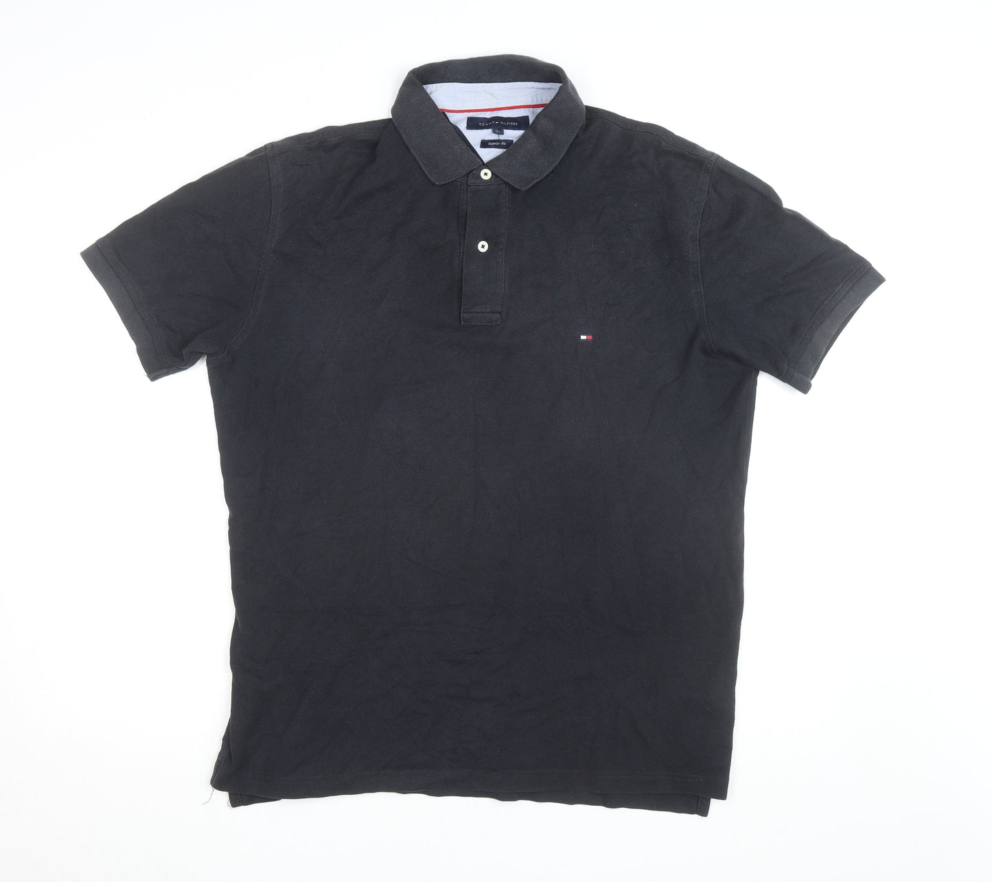 Tommy Hilfiger Men's Black Polo Shirt XL Regular Fit Cotton